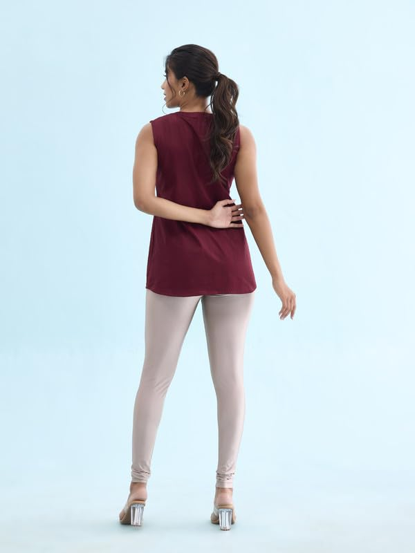 GO COLORS Women's Mid-Rise Shimmer Churidar Leggings - Image 63