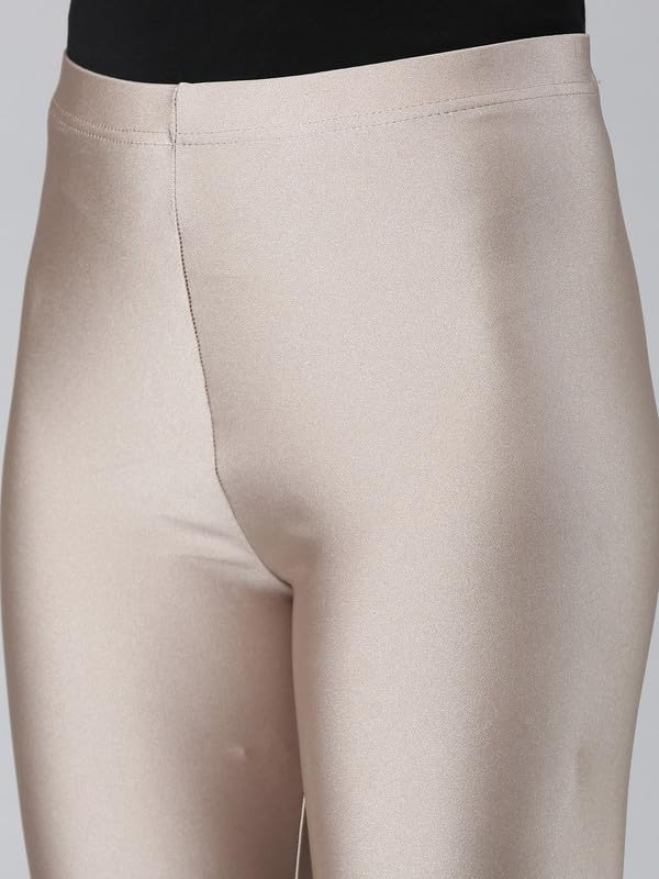 GO COLORS Women's Mid-Rise Shimmer Churidar Leggings - Image 64