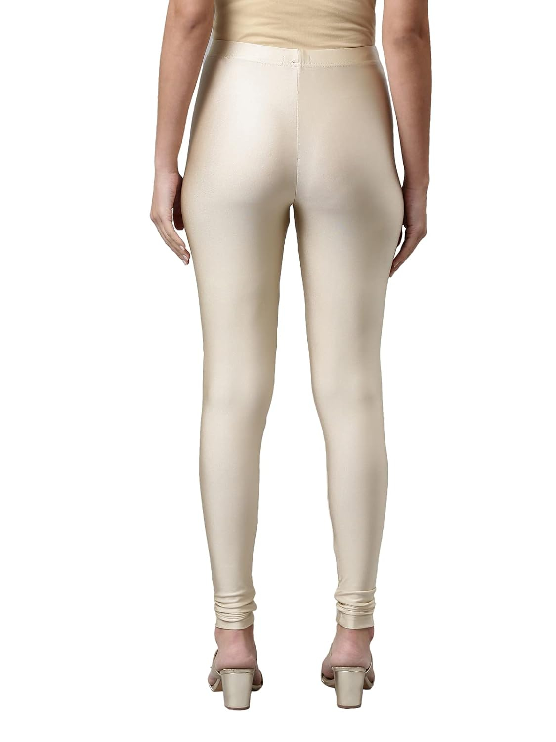 GO COLORS Women's Mid-Rise Shimmer Churidar Leggings - Image 68