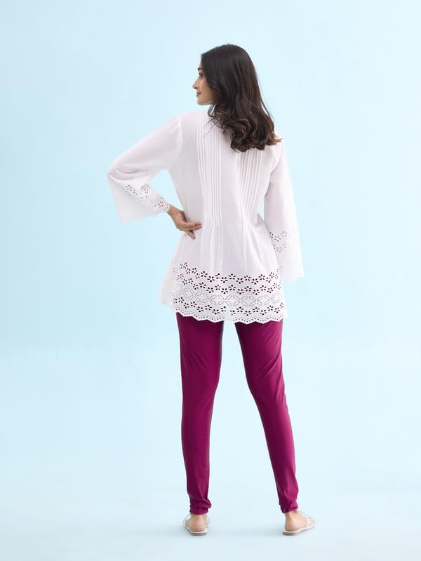 GO COLORS Women's Mid-Rise Shimmer Churidar Leggings - Image 75