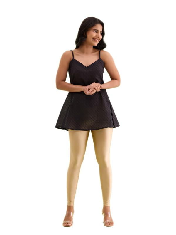 GO COLORS Women's Mid-Rise Skinny Shimmer Leggings - Image 9