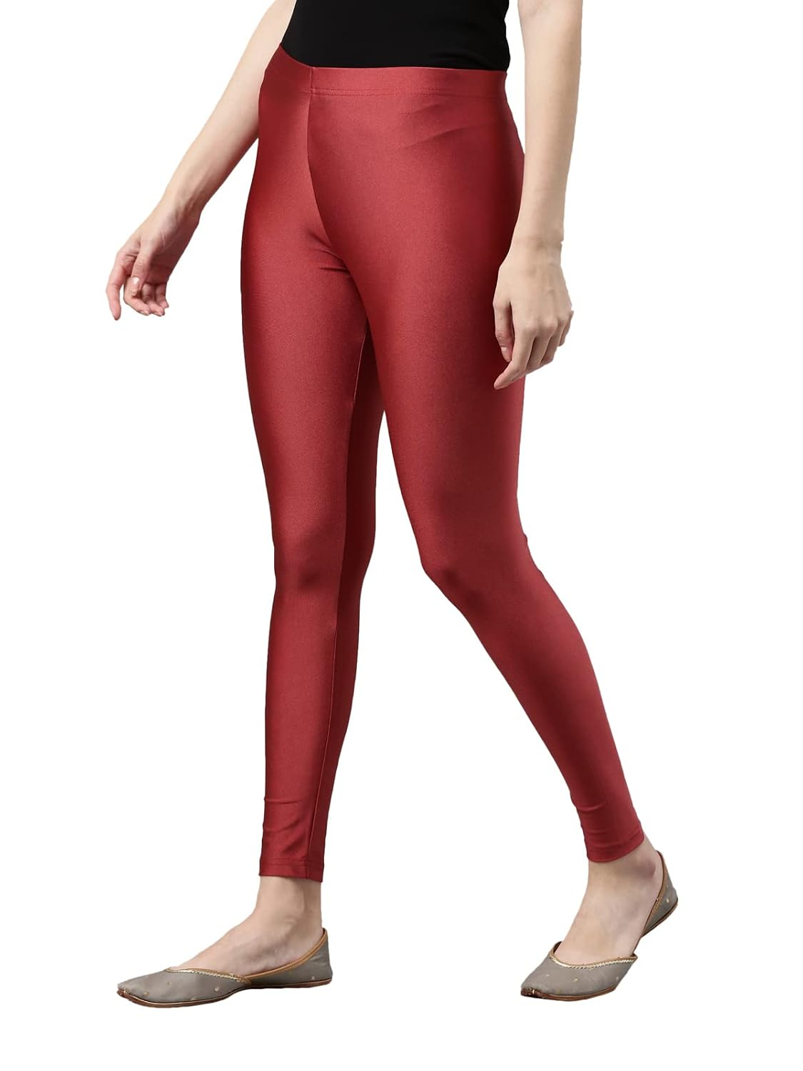 GO COLORS Women's Mid-Rise Skinny Shimmer Leggings - Image 15