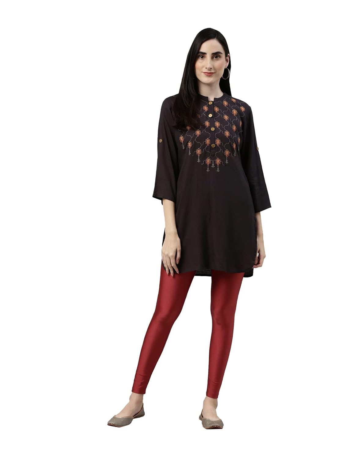 GO COLORS Women's Mid-Rise Skinny Shimmer Leggings - Image 18