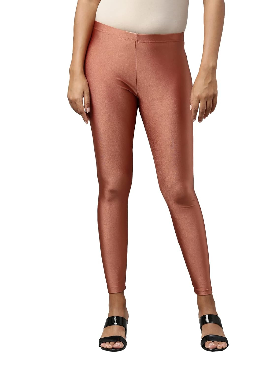 GO COLORS Women's Mid-Rise Skinny Shimmer Leggings - Image 20