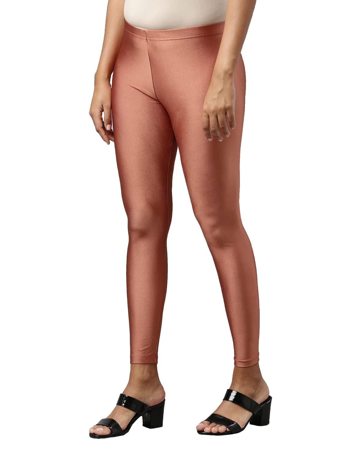 GO COLORS Women's Mid-Rise Skinny Shimmer Leggings - Image 21