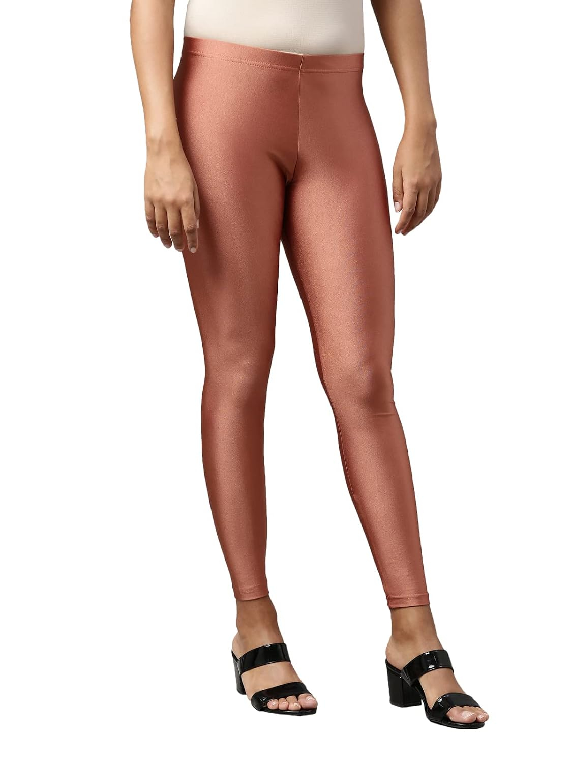 GO COLORS Women's Mid-Rise Skinny Shimmer Leggings - Image 22