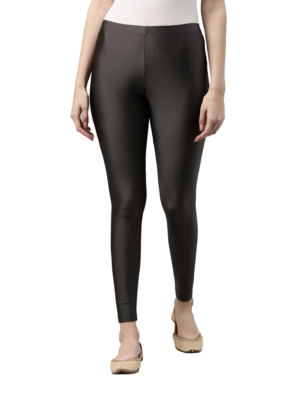 GO COLORS Women's Mid-Rise Skinny Shimmer Leggings - Image 26