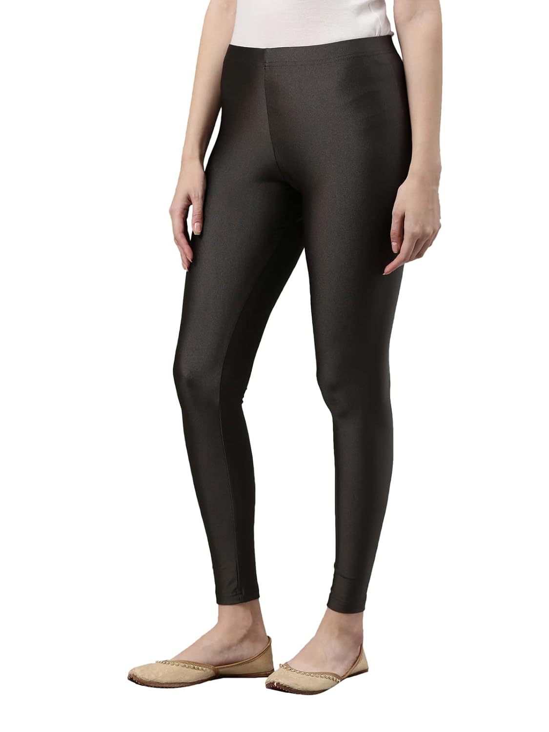 GO COLORS Women's Mid-Rise Skinny Shimmer Leggings - Image 27