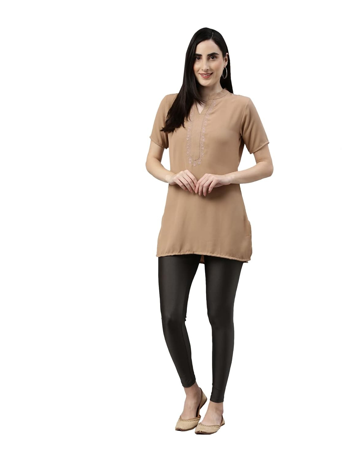 GO COLORS Women's Mid-Rise Skinny Shimmer Leggings - Image 30