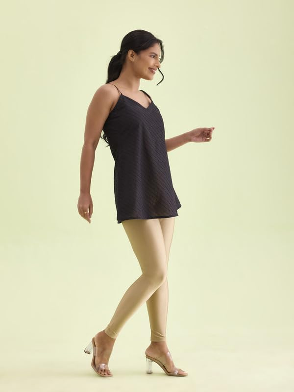 GO COLORS Women's Mid-Rise Skinny Shimmer Leggings - Image 38