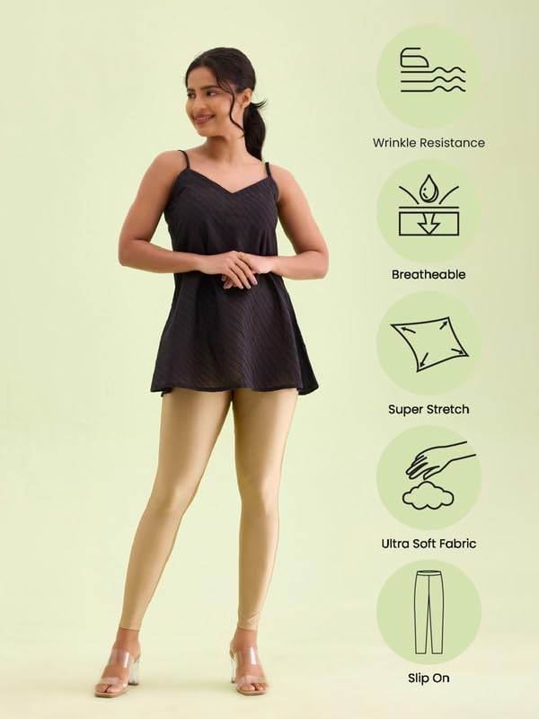 GO COLORS Women's Mid-Rise Skinny Shimmer Leggings - Image 39