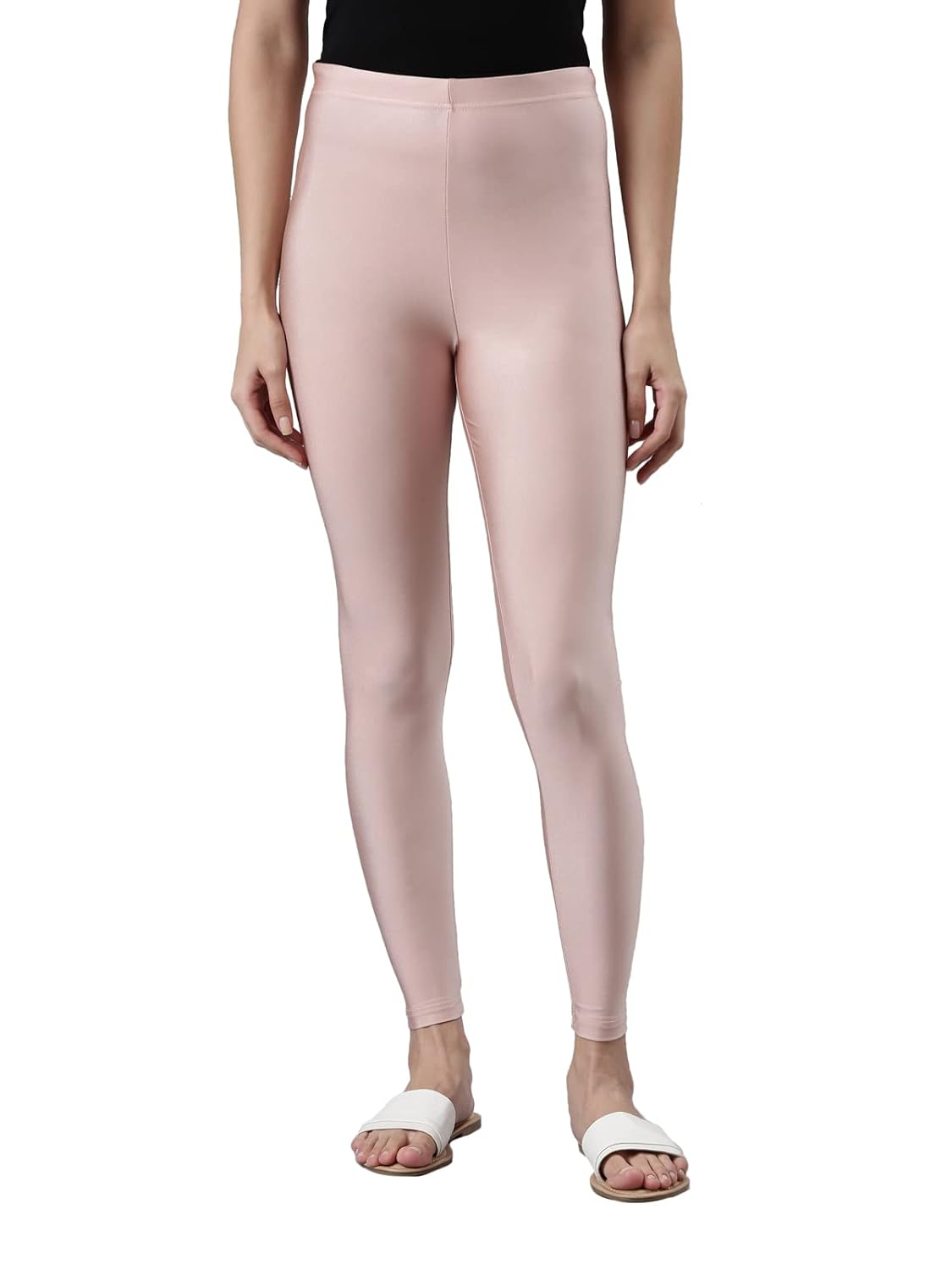 GO COLORS Women's Mid-Rise Skinny Shimmer Leggings - Image 43