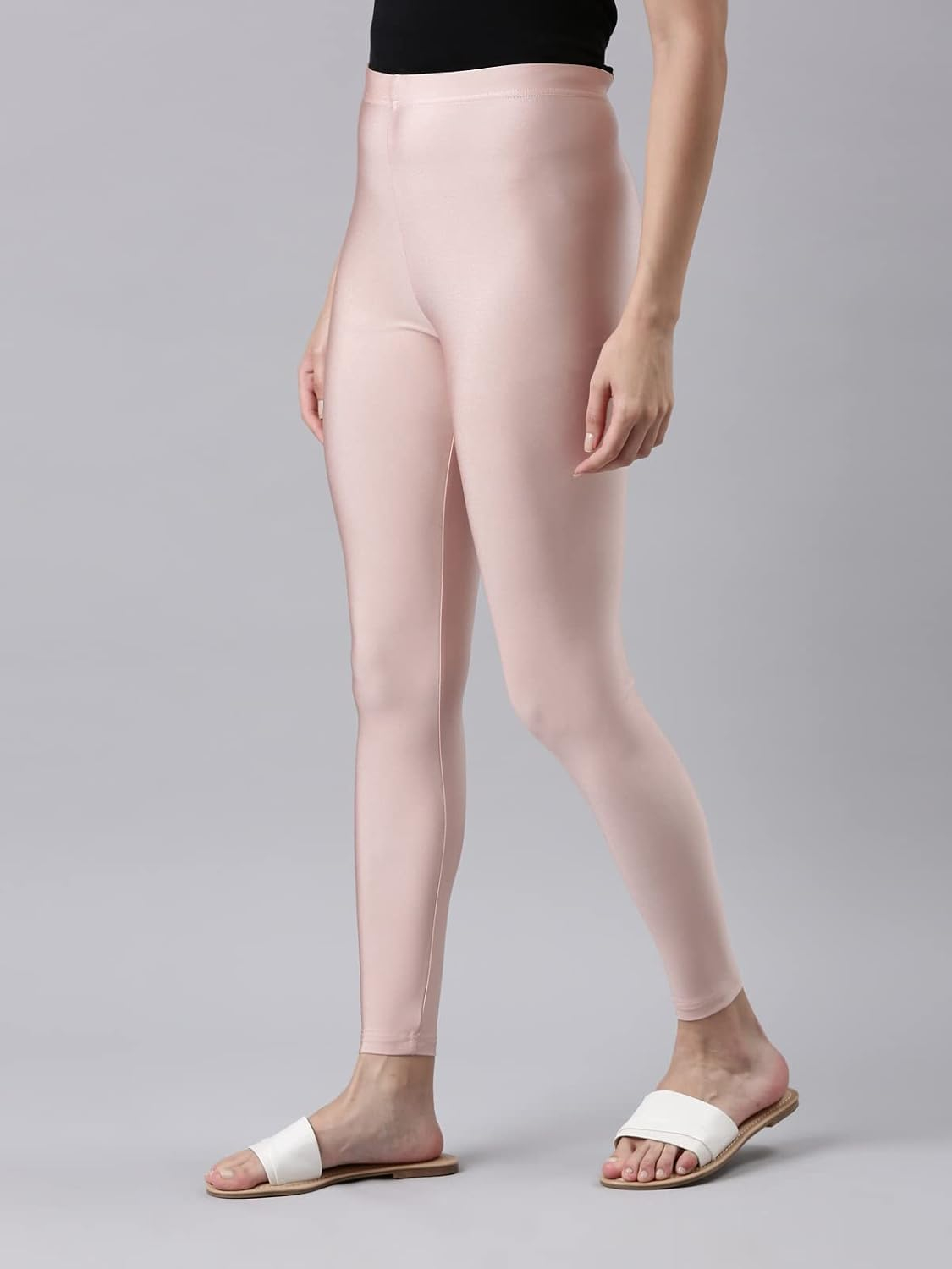 GO COLORS Women's Mid-Rise Skinny Shimmer Leggings - Image 44