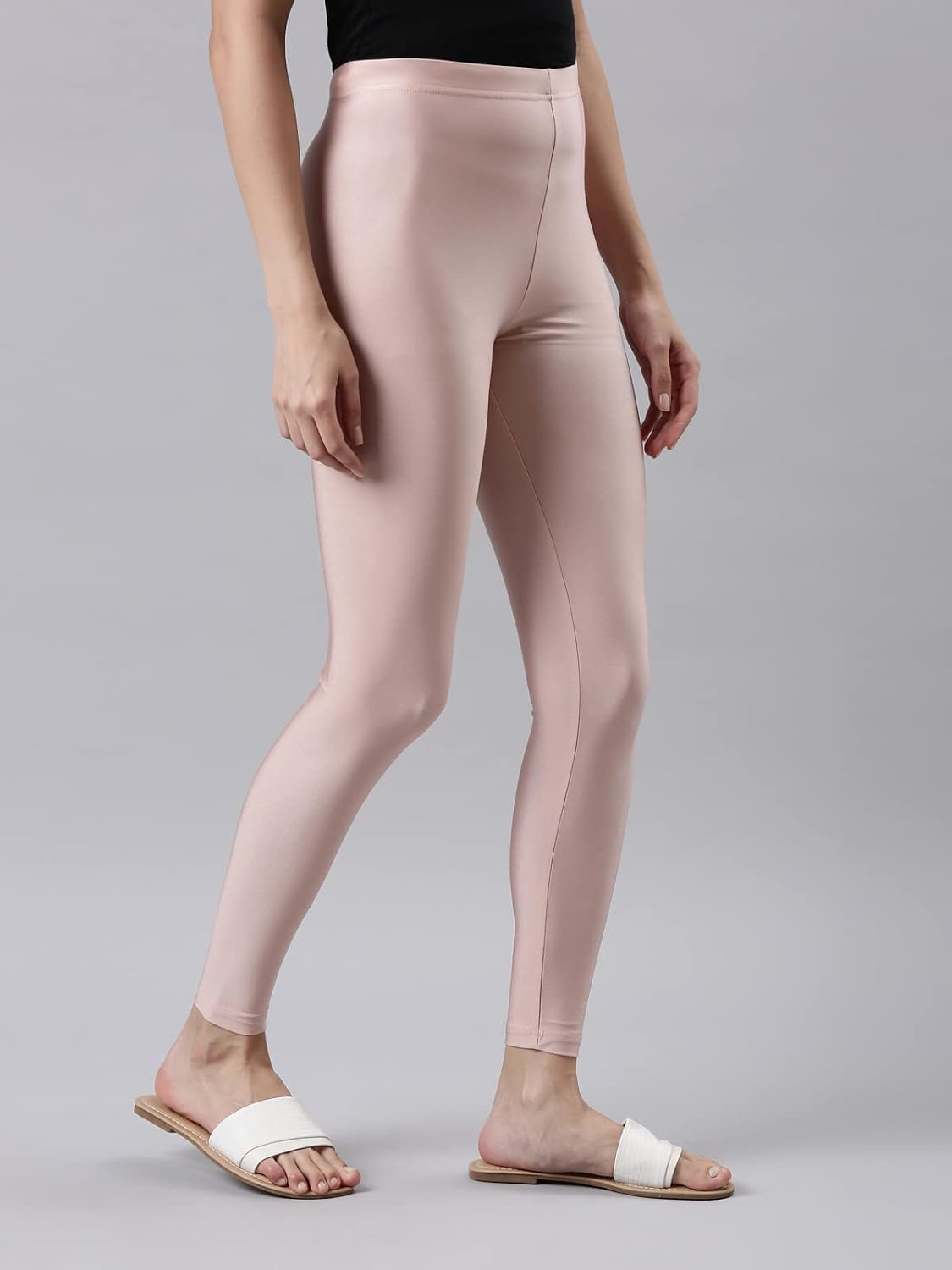 GO COLORS Women's Mid-Rise Skinny Shimmer Leggings - Image 45