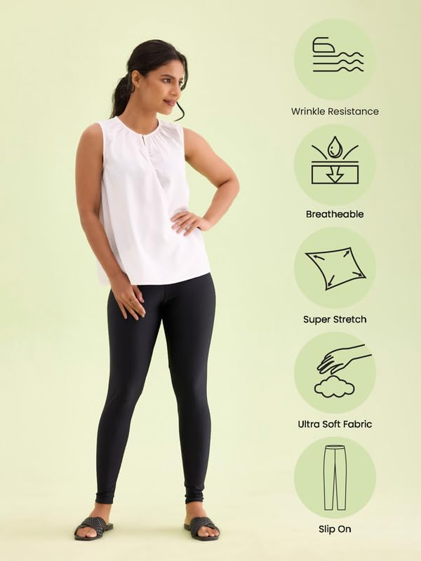 GO COLORS Women's Mid-Rise Skinny Shimmer Leggings - Image 51