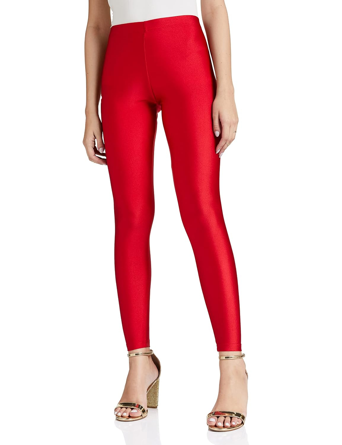GO COLORS Women's Mid-Rise Skinny Shimmer Leggings - Image 54