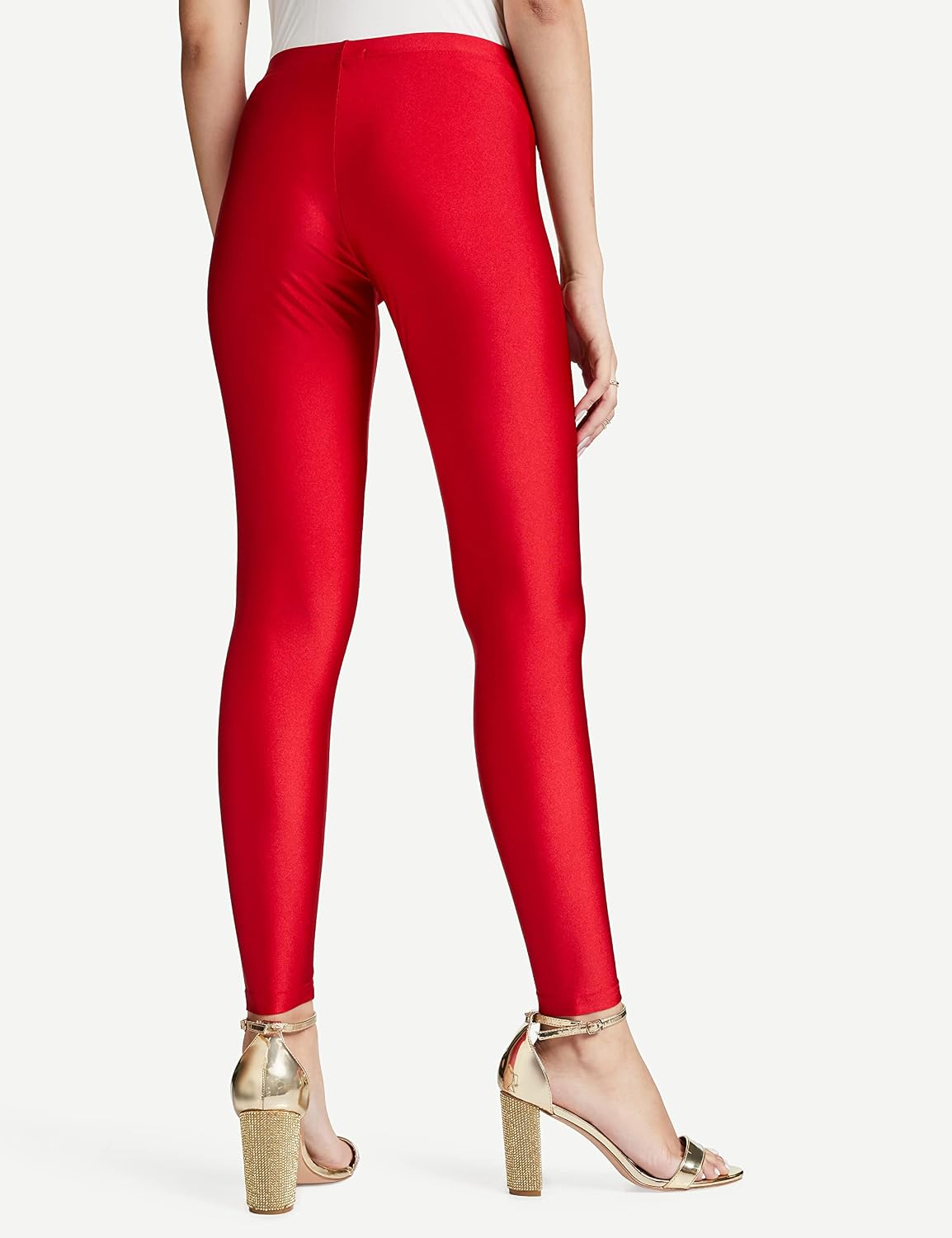 GO COLORS Women's Mid-Rise Skinny Shimmer Leggings - Image 55