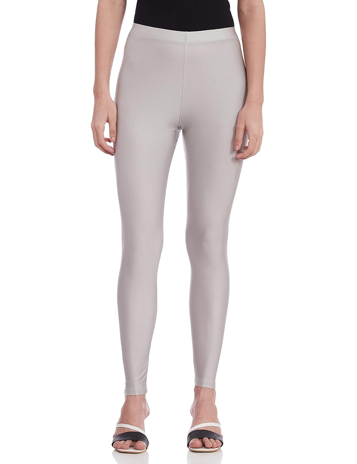 GO COLORS Women's Mid-Rise Skinny Shimmer Leggings - Image 66