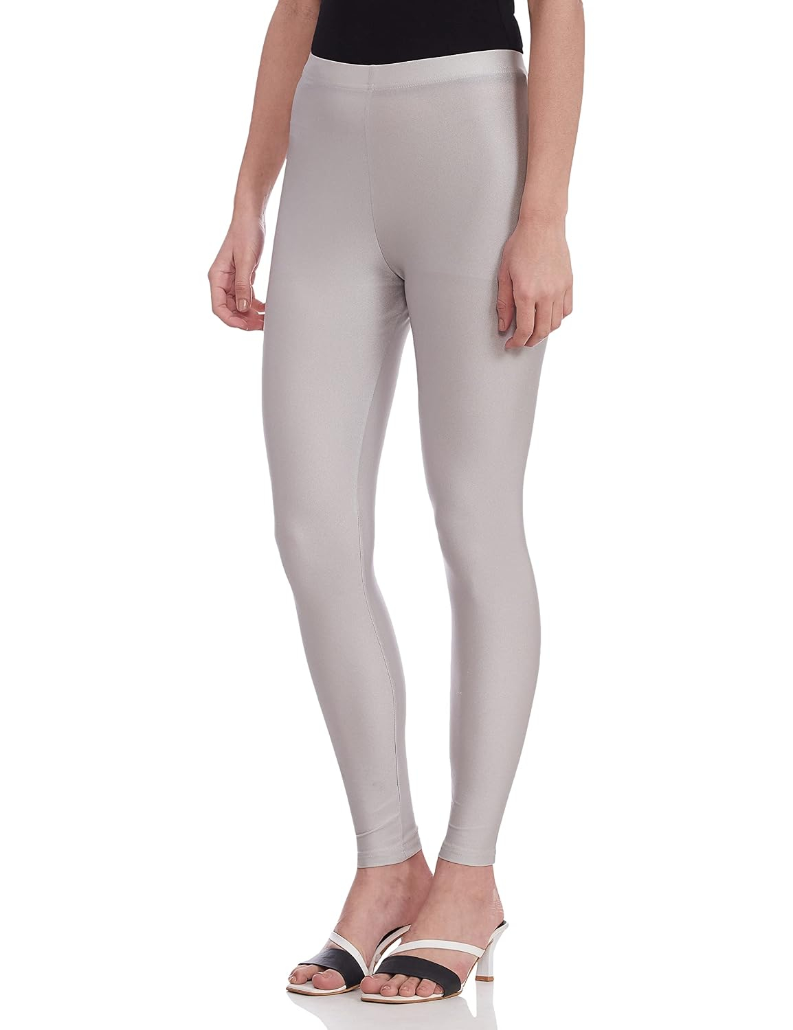 GO COLORS Women's Mid-Rise Skinny Shimmer Leggings - Image 69