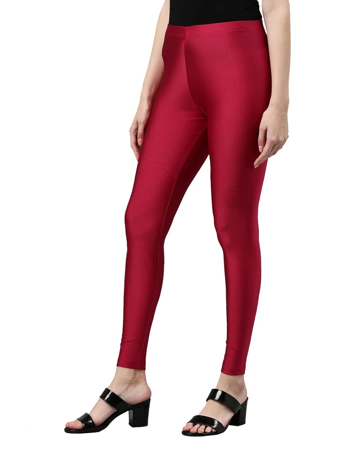 GO COLORS Women's Mid-Rise Skinny Shimmer Leggings - Image 89