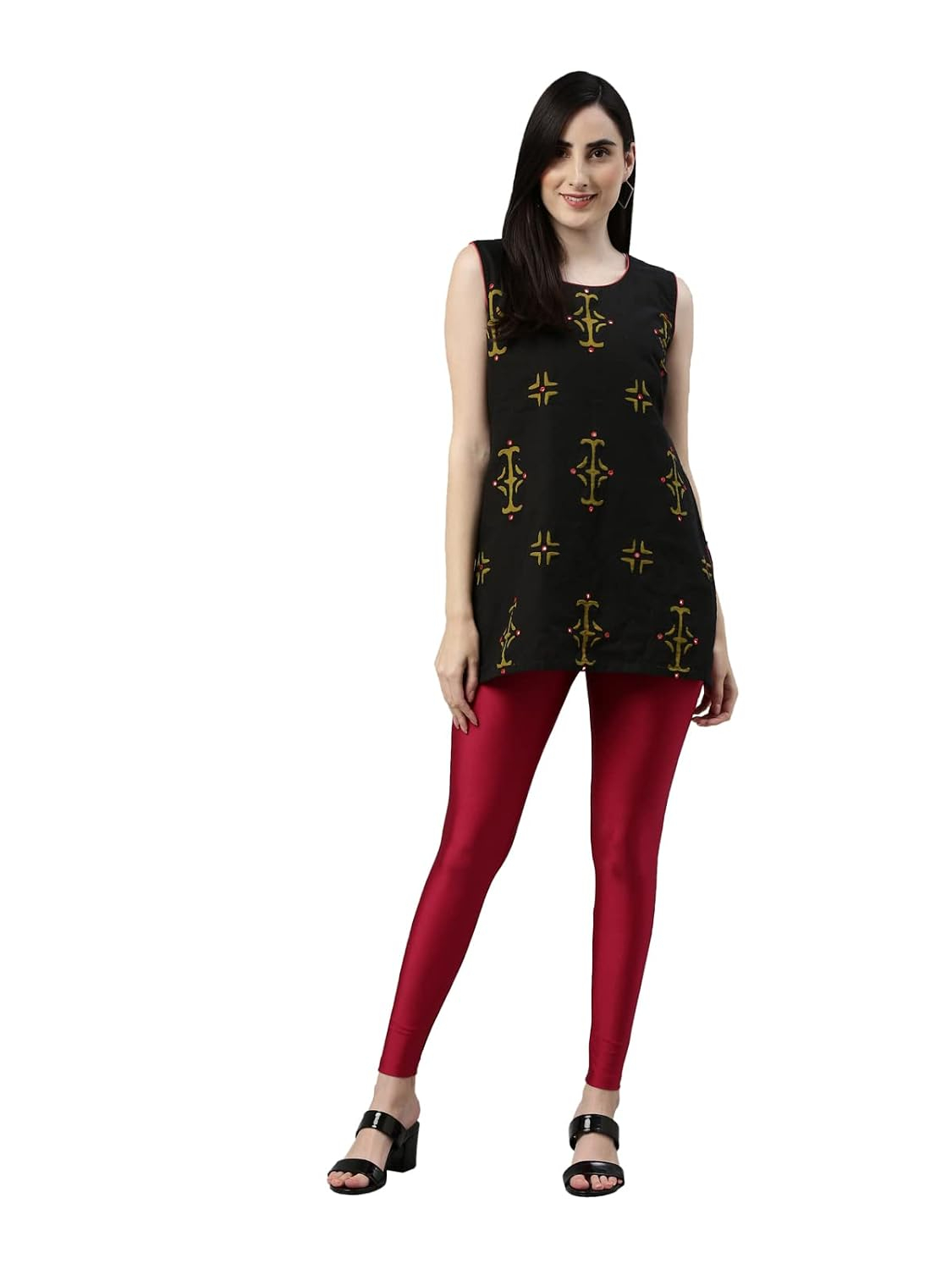 GO COLORS Women's Mid-Rise Skinny Shimmer Leggings - Image 92