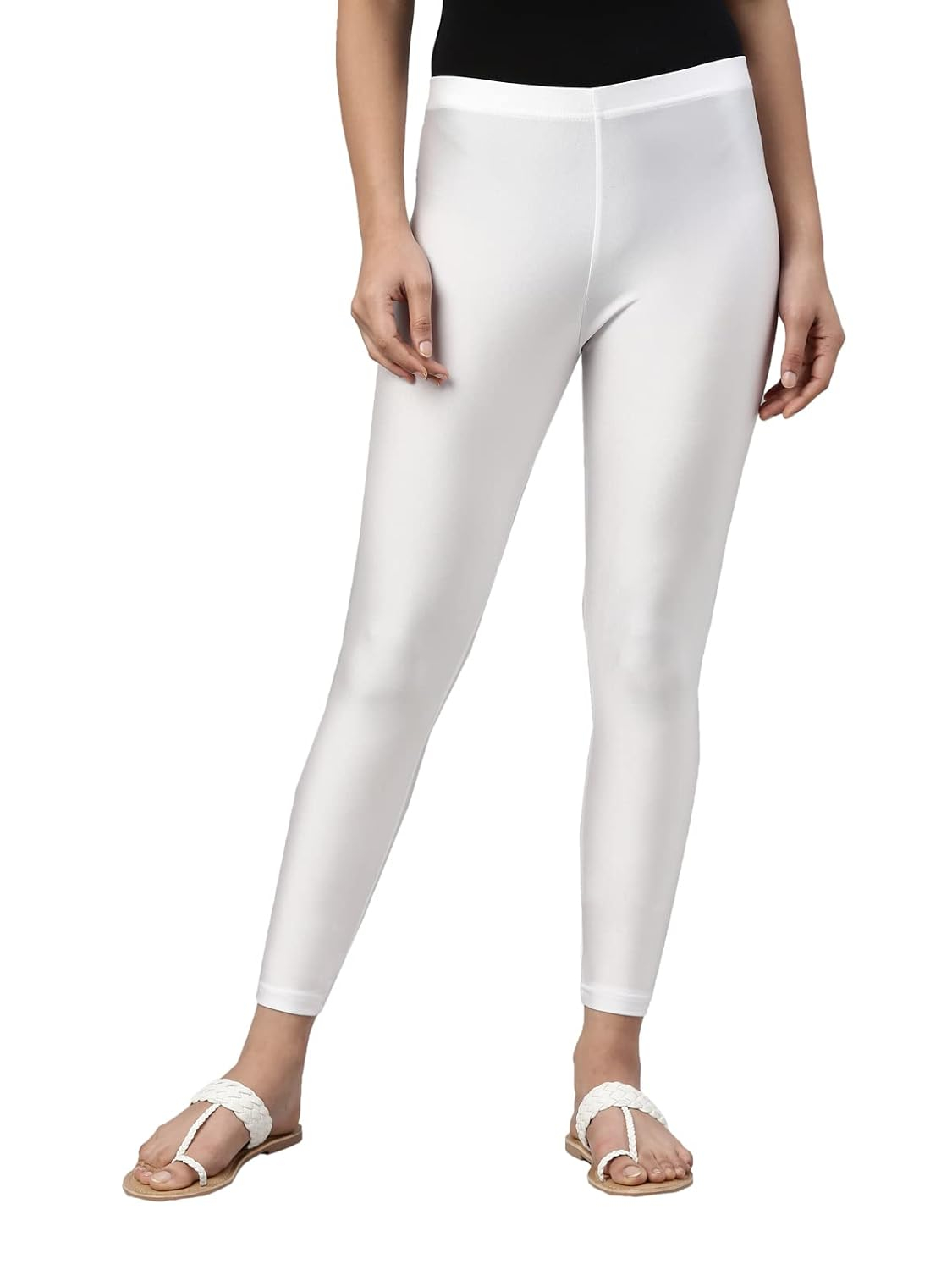 GO COLORS Women's Mid-Rise Skinny Shimmer Leggings - Image 94