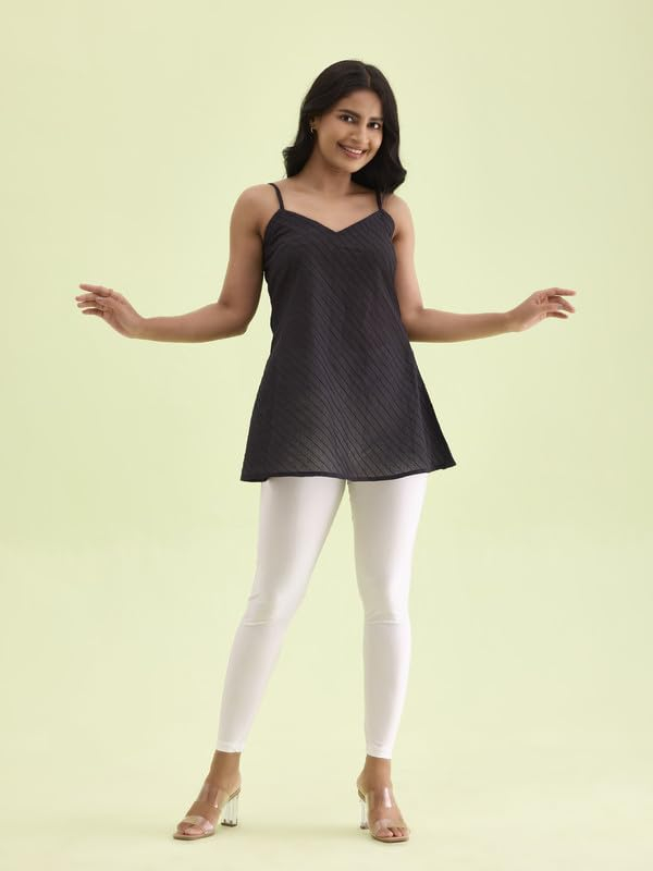 GO COLORS Women's Mid-Rise Skinny Shimmer Leggings - Image 97