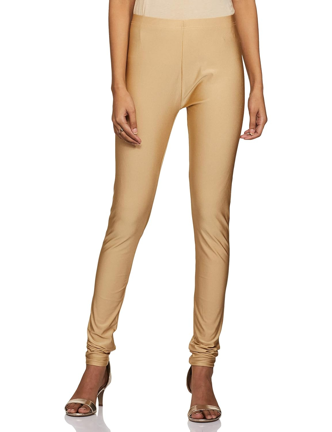 GO COLORS Women's Mid-Rise Skinny Shimmer Leggings - Image 100