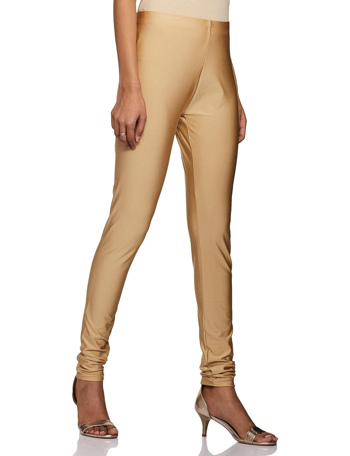 GO COLORS Women's Mid-Rise Skinny Shimmer Leggings - Image 103
