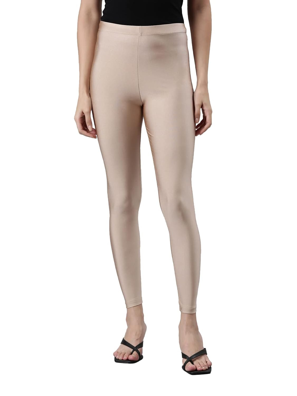 GO COLORS Women's Mid-Rise Skinny Shimmer Leggings - Image 107