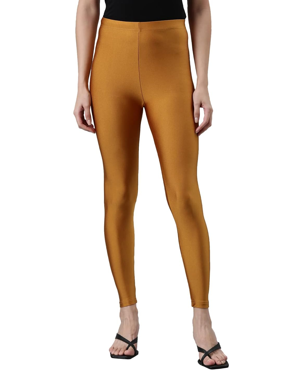 GO COLORS Women's Mid-Rise Skinny Shimmer Leggings - Image 112