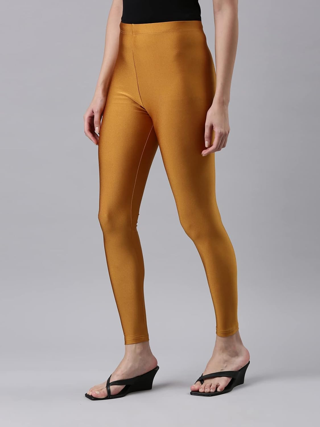 GO COLORS Women's Mid-Rise Skinny Shimmer Leggings - Image 113