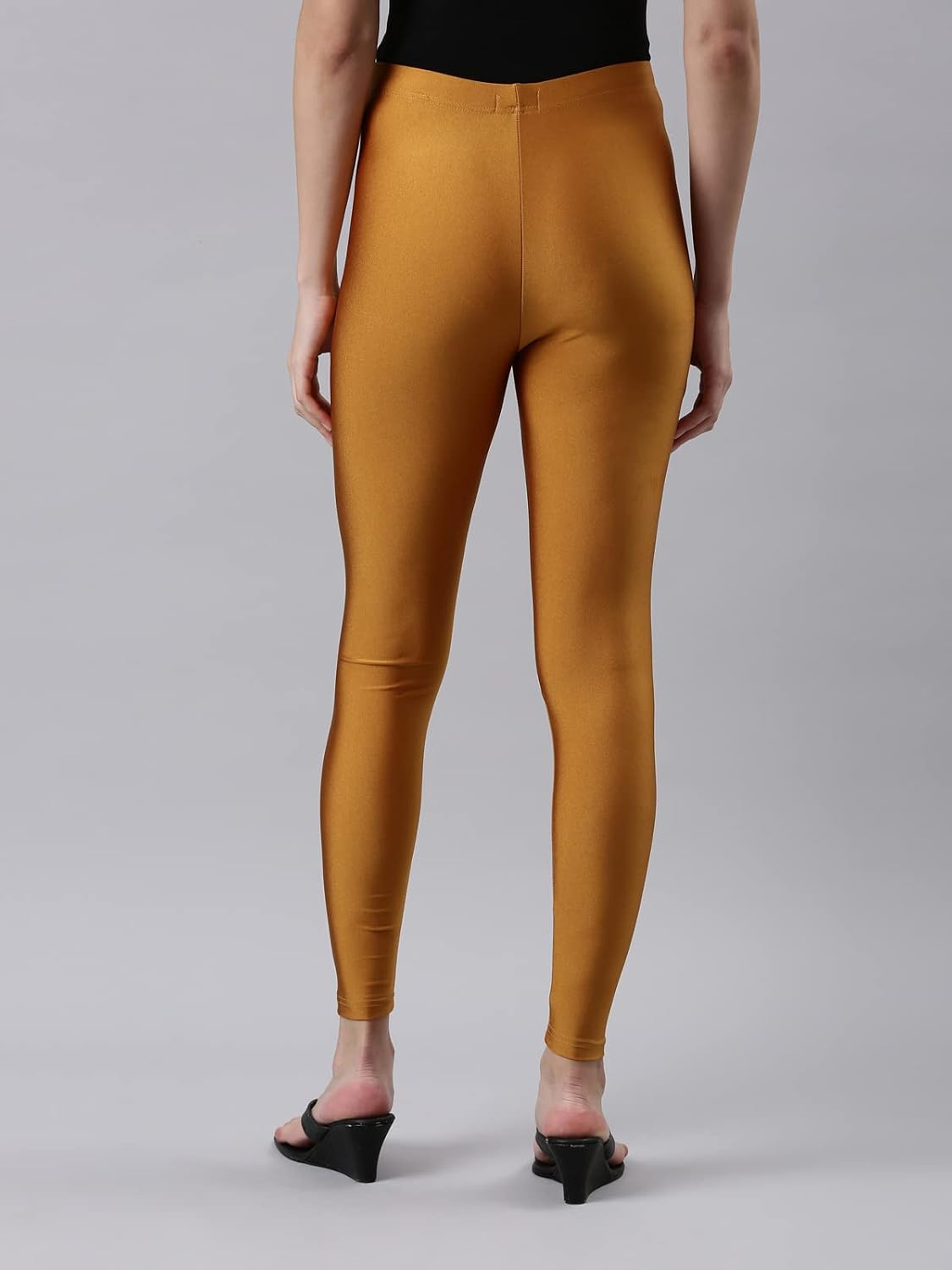 GO COLORS Women's Mid-Rise Skinny Shimmer Leggings - Image 115