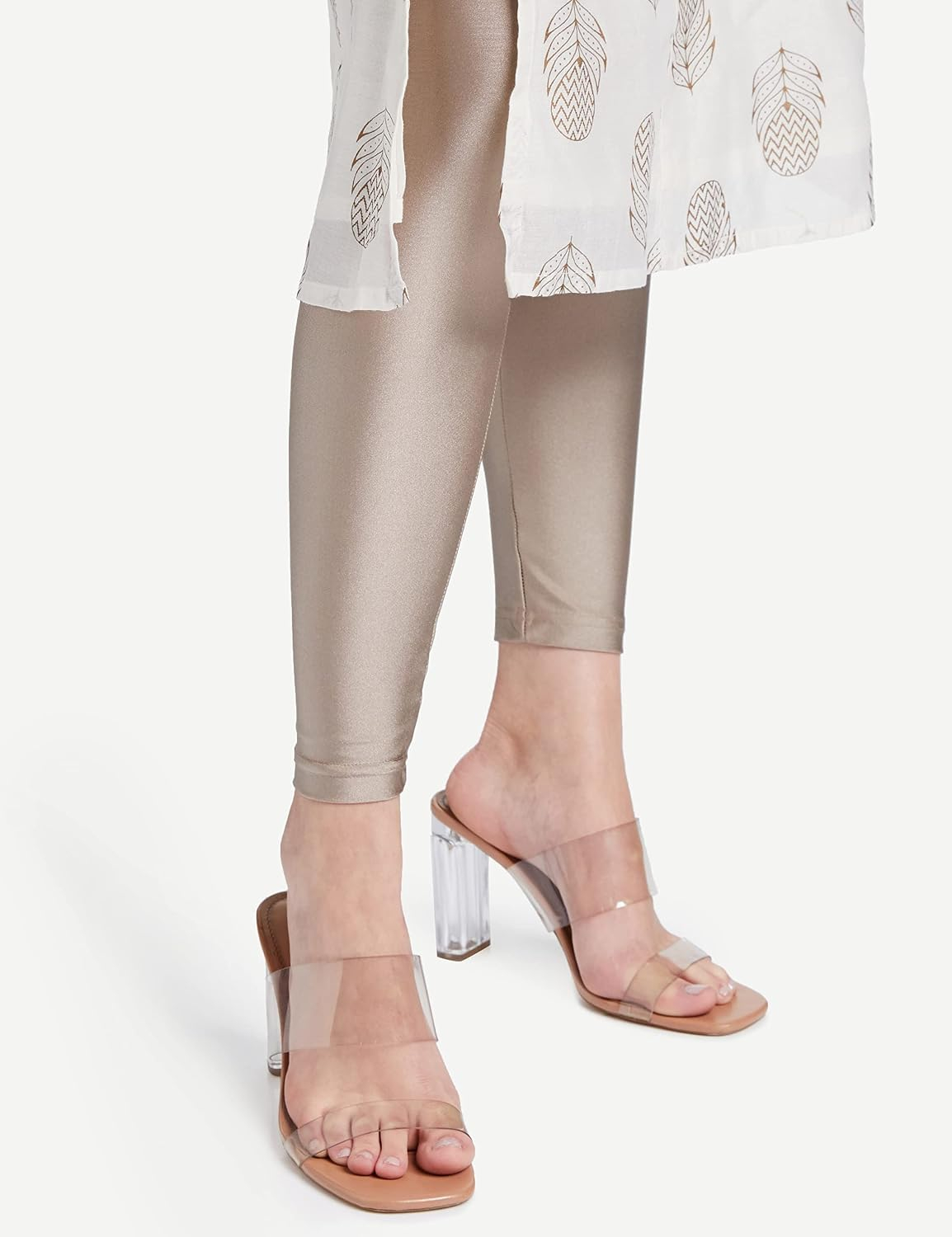GO COLORS Women's Mid-Rise Skinny Shimmer Leggings - Image 124