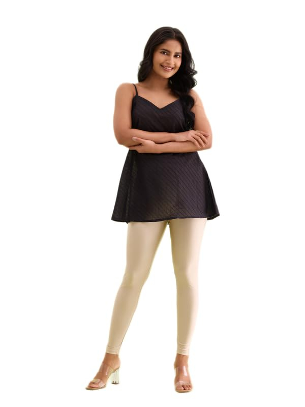 GO COLORS Women's Mid-Rise Skinny Shimmer Leggings - Image 127