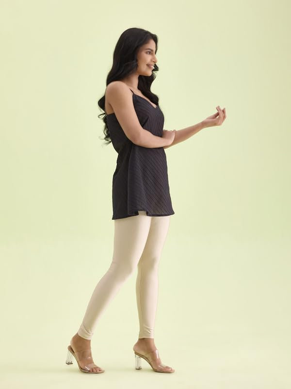 GO COLORS Women's Mid-Rise Skinny Shimmer Leggings - Image 128