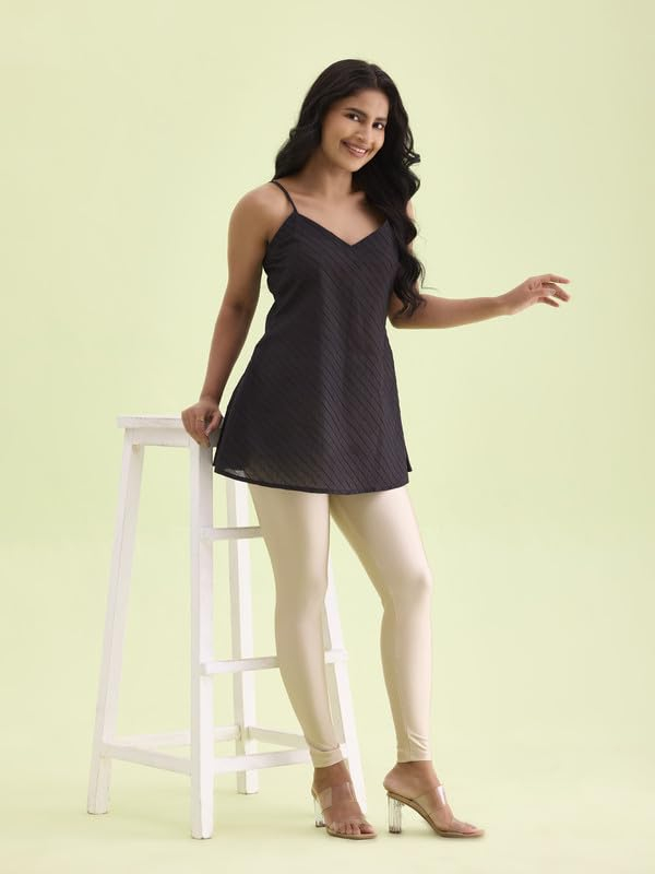 GO COLORS Women's Mid-Rise Skinny Shimmer Leggings - Image 131