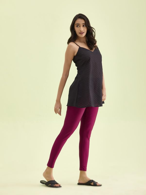 GO COLORS Women's Mid-Rise Skinny Shimmer Leggings - Image 133