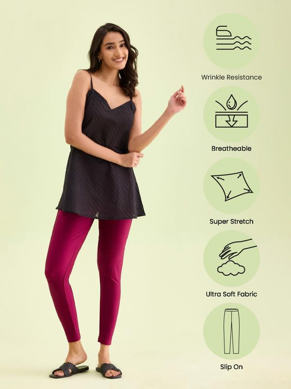 GO COLORS Women's Mid-Rise Skinny Shimmer Leggings - Image 134