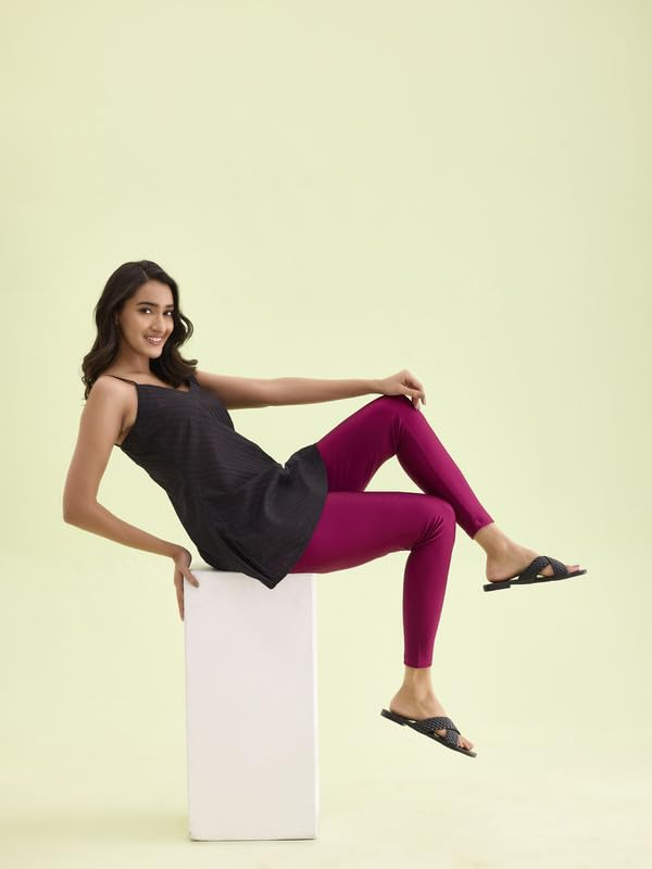 GO COLORS Women's Mid-Rise Skinny Shimmer Leggings - Image 137