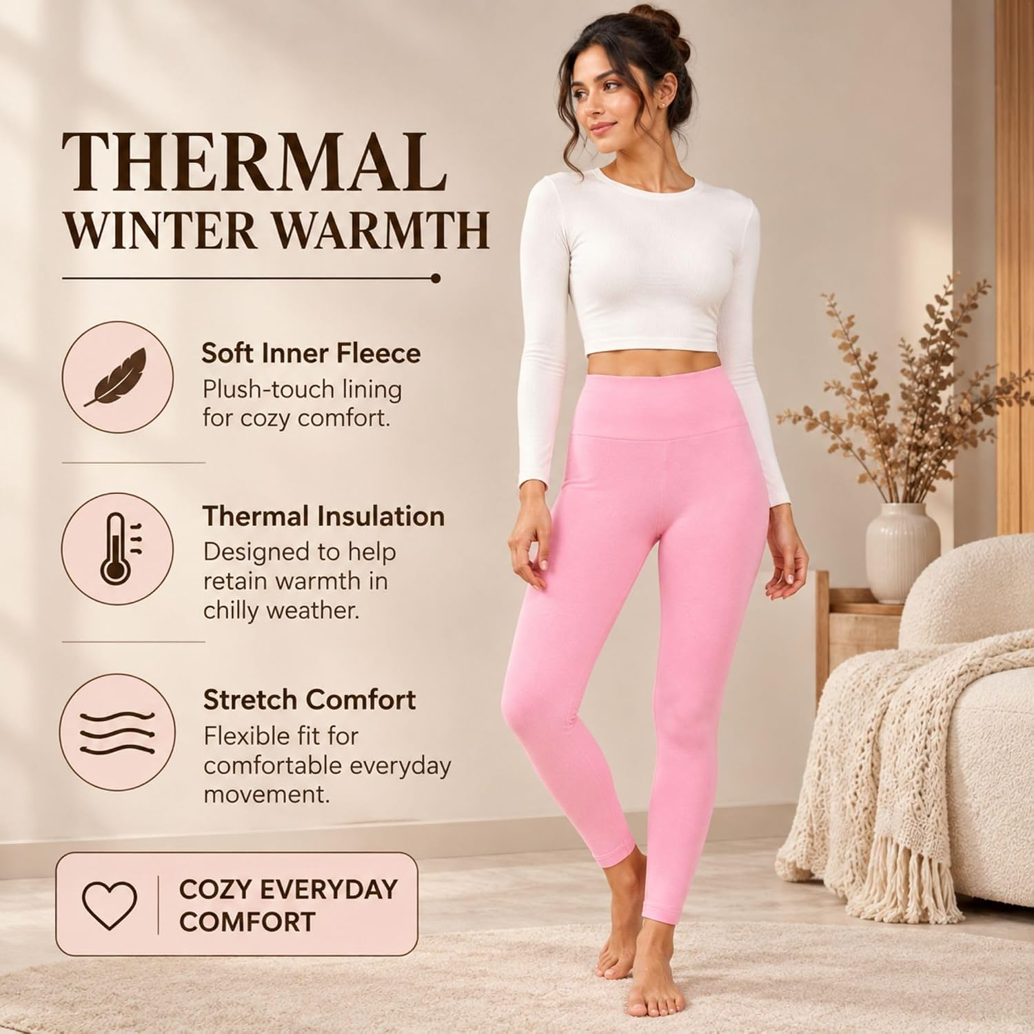 Kaththai Women's High-Rise Fleece Thermal Leggings - Image 9