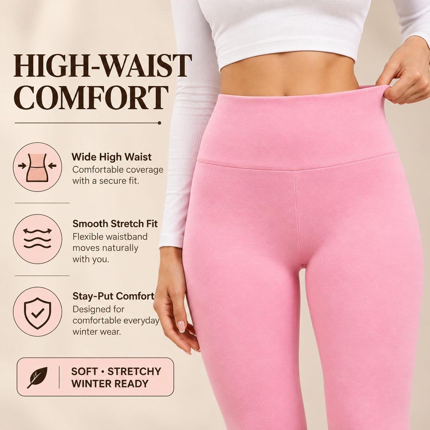 Kaththai Women's High-Rise Fleece Thermal Leggings - Image 11
