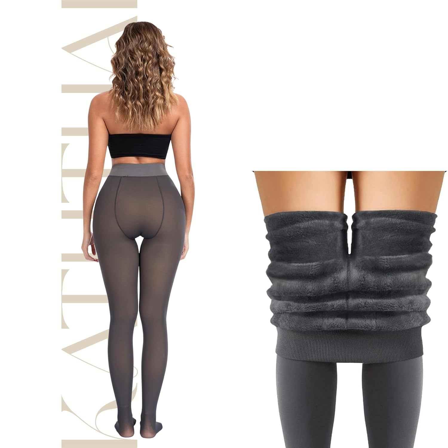 Kaththai Women's High-Rise Fleece Thermal Leggings - Image 48