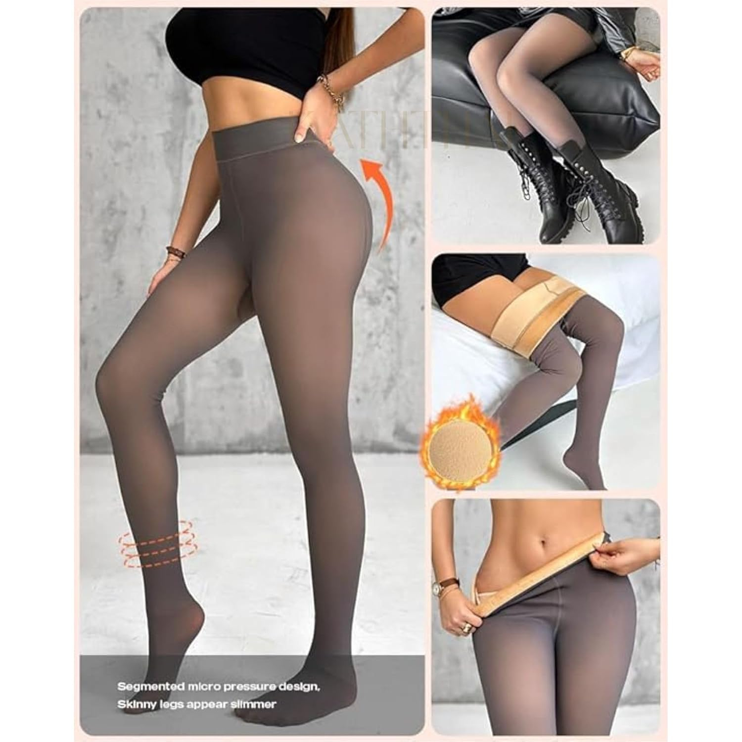 Kaththai Women's High-Rise Fleece Thermal Leggings - Image 49