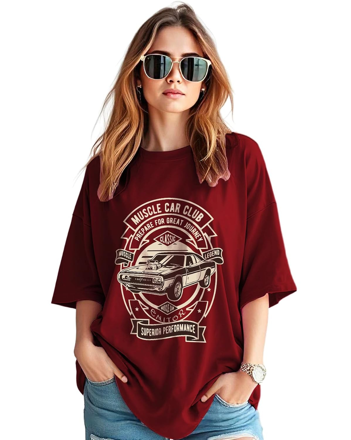 AUSK Women's Graphic Oversized T-Shirt