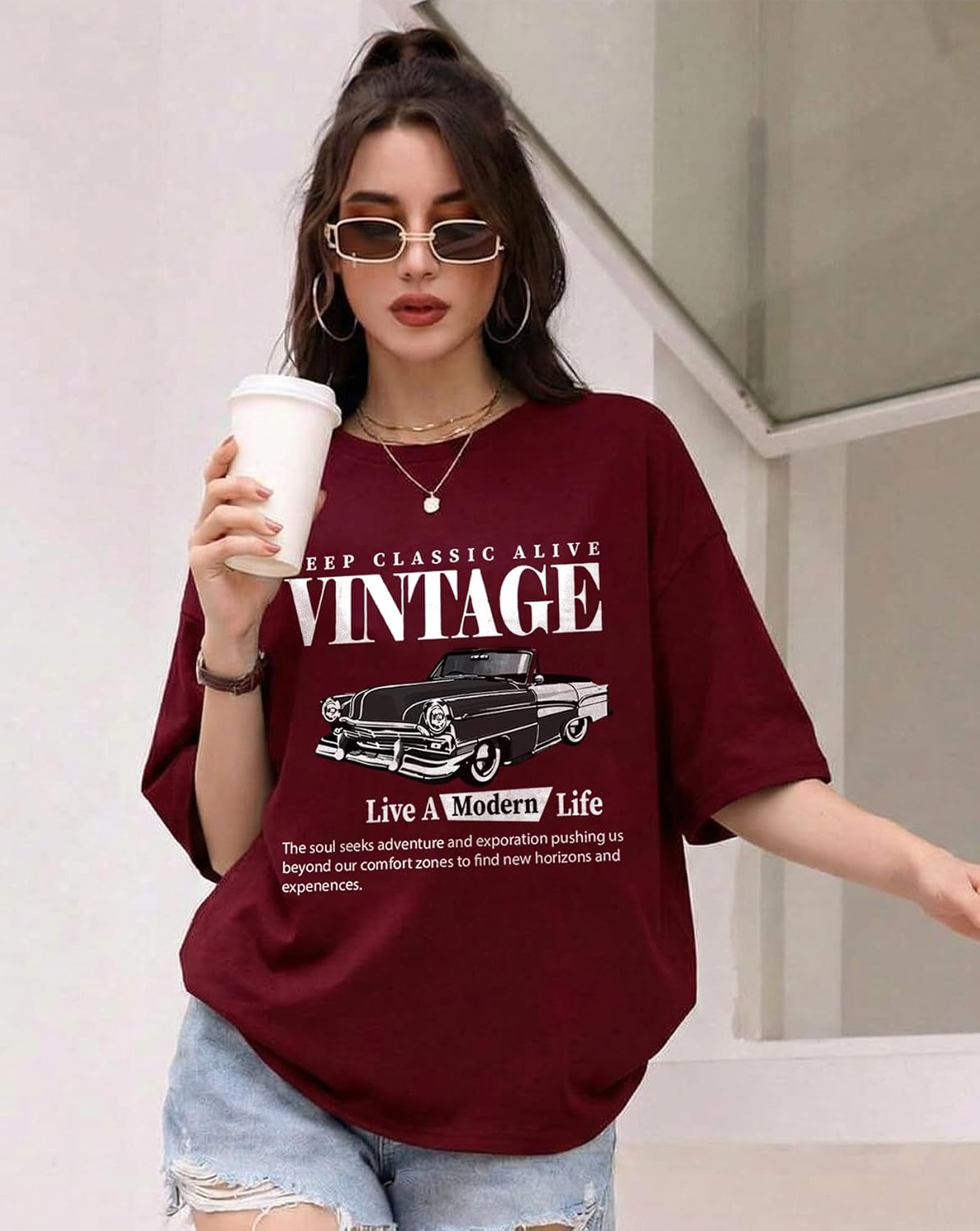 AUSK Women's Graphic Oversized T-Shirt - Image 44