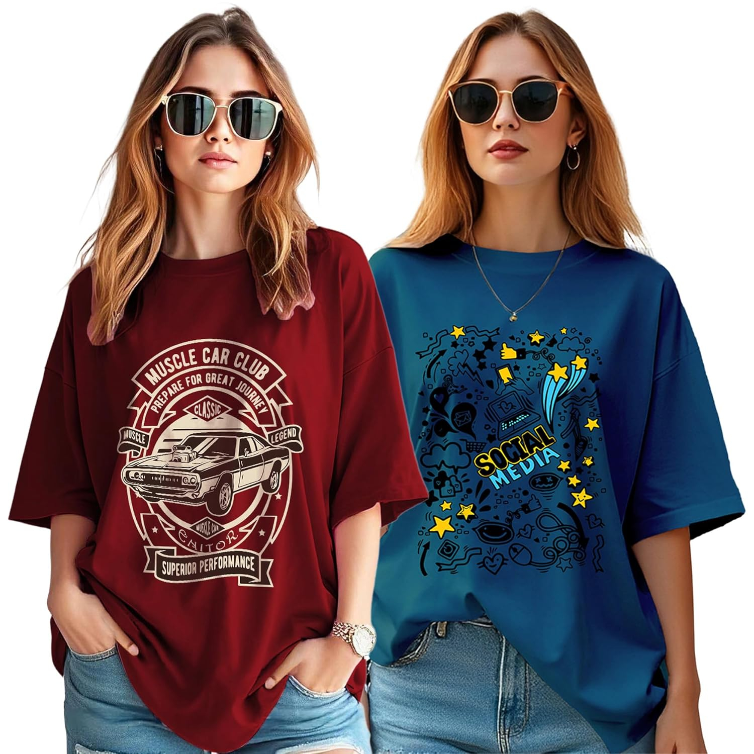 AUSK Women's Graphic Oversized T-Shirt - Image 47