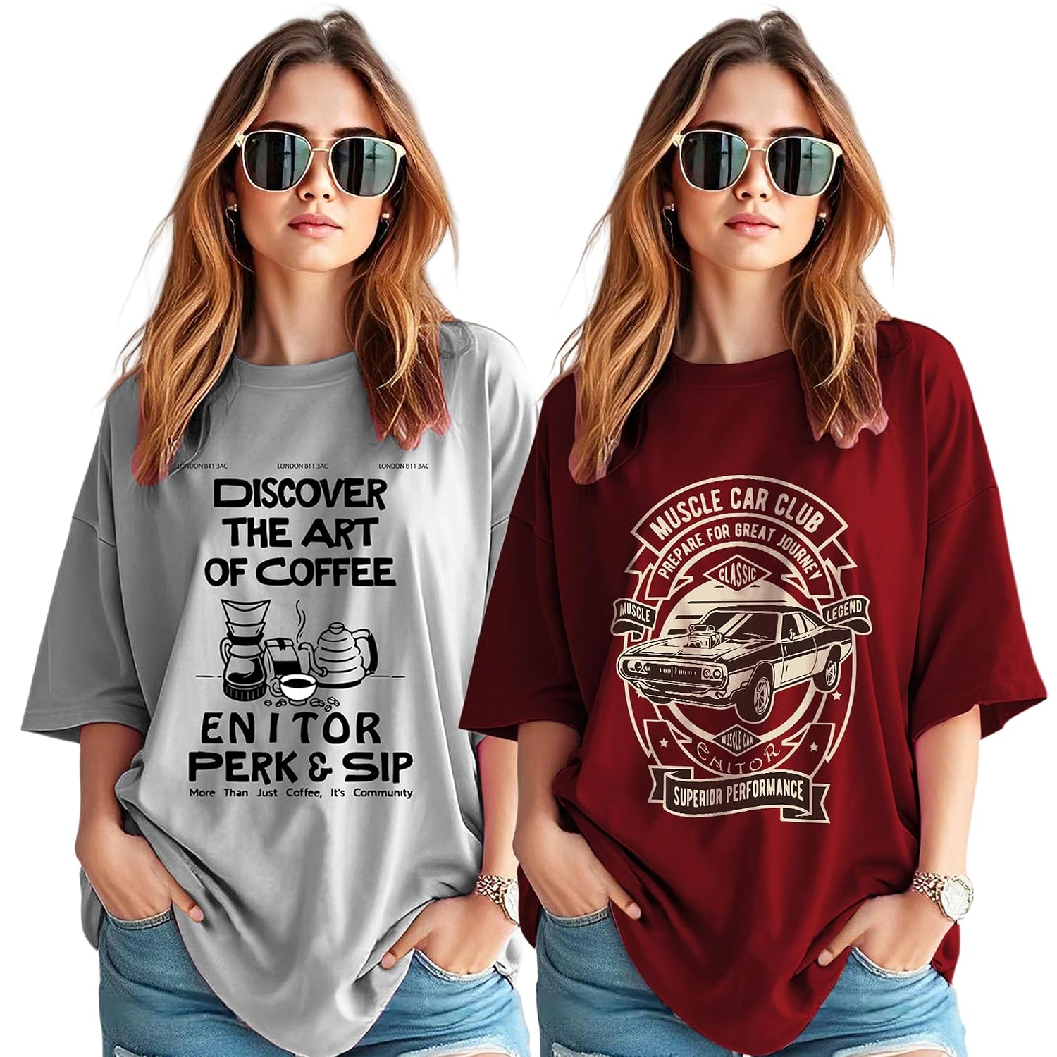 AUSK Women's Graphic Oversized T-Shirt - Image 48