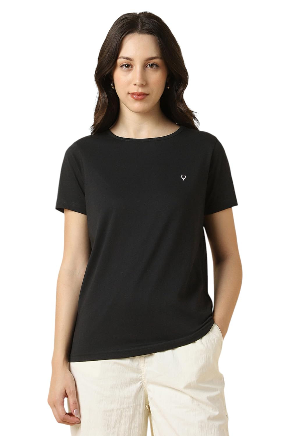 Allen Solly Women's Regular-Fit Cotton Crew-Neck T-Shirt