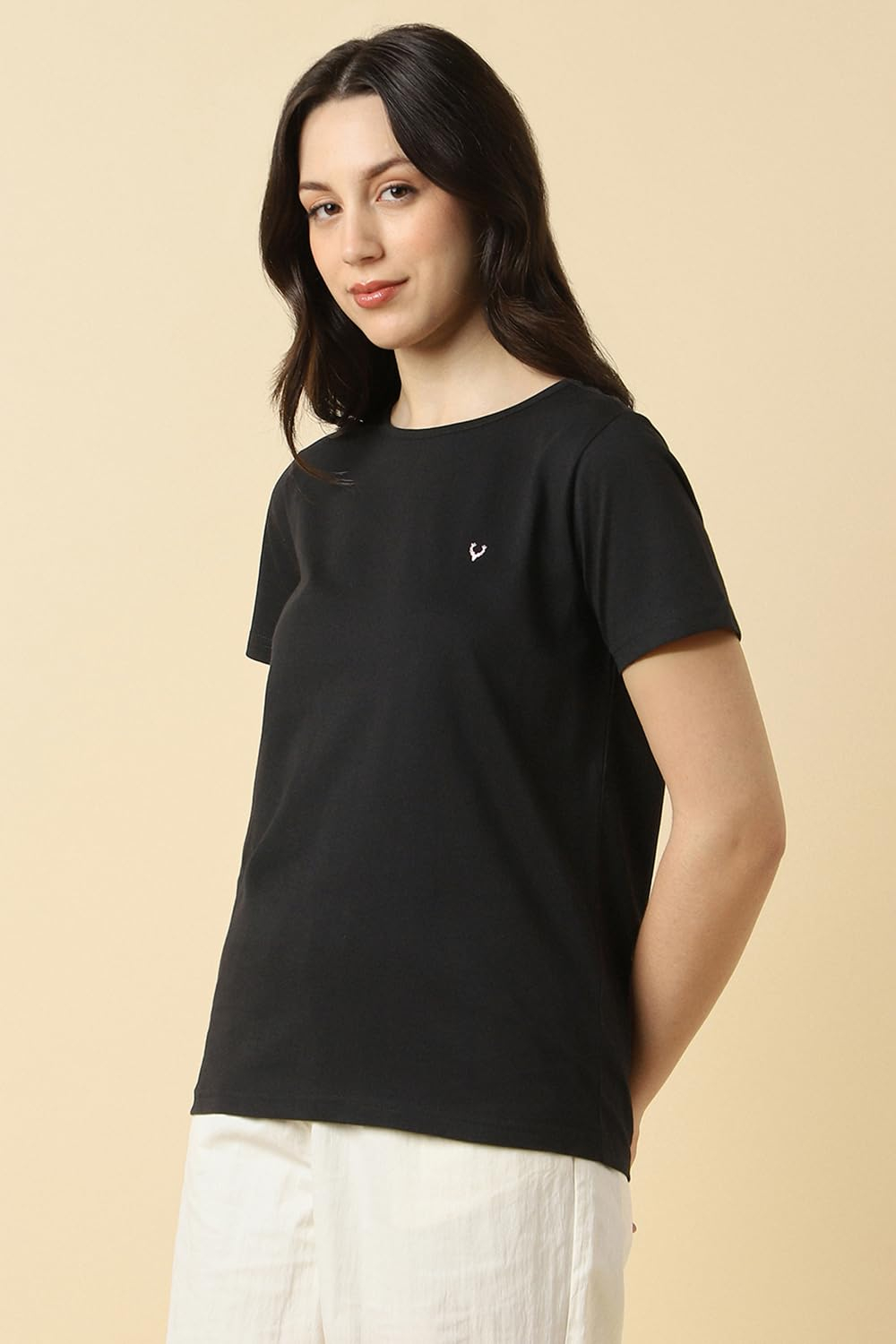 Allen Solly Women's Regular-Fit Cotton Crew-Neck T-Shirt - Image 2